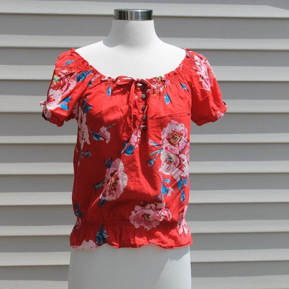 Terranova Women's Red Floral Blouse Size XS - Picture 4 of 11